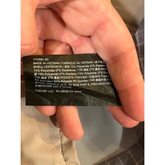 Theory Womens Gray Windowpane Check Slim Fit Pants Size 6 - Tailored Trousers Wi - Picture 7 of 10